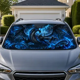 Dark Fantasy Storm Dragon With Blue Lightning Energy For Gothic Adventure Fans And Gamers Car Sunshade