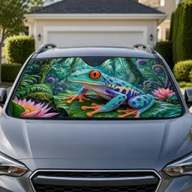 Mint Turquoise Rainforest Tree Frog Tropical Jungle Decor For Nature Lovers Daily Drive Car Sunshade