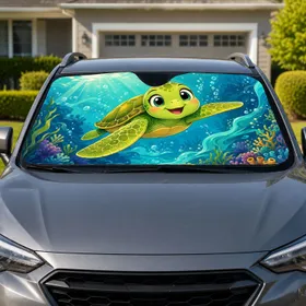 Cute Baby Sea Turtle Underwater Ocean Scene For Tropical Beach Trips And Turtle Fans Car Sunshade
