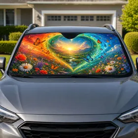 Heart Aurora Butterfly Meadow Scene For Summer Road Trips And Nature Loving Drivers Car Sunshade