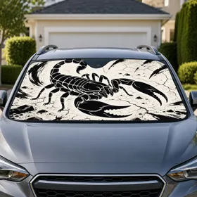 Black Scorpion Ink Silhouette Desert Gothic Decor For Edgy Drivers And Arachnid Fans Car Sunshade