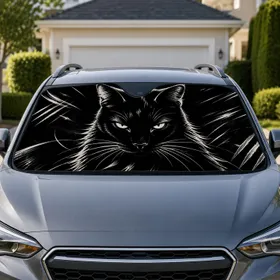 Dramatic Black Cat Negative Space Silhouette Gothic Halloween Decor For Cat Lovers Car Sunshade