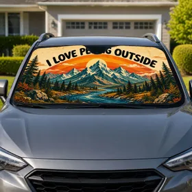 I Love Peeing Outside Camping Mountains Outdoor Adventure Gift For Hikers And Campers Car Sunshade