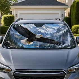 Bald Eagle Over Snowy Mountains Alpine Wilderness Decor For Patriotic Outdoor Fans Car Sunshade