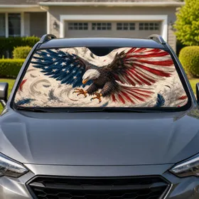 Patriotic Bald Eagle With Stars And Stripes Wings For Veterans And Fourth Of July Car Sunshade