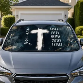Christian Cross You Are Known Loved Worthy Chosen Enough Faith Gift For Believers Car Sunshade