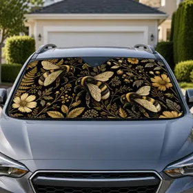 Vintage Bumblebee Botanicals Gothic Naturalist Decor For Garden Lovers And Road Trips Car Sunshade