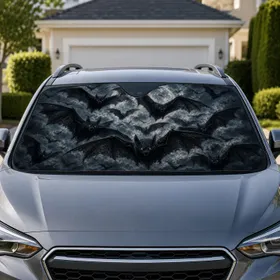 Gothic Black Bat Swarm Moonlit Night Sky Halloween Travel Decor For Horror Lovers Car Sunshade