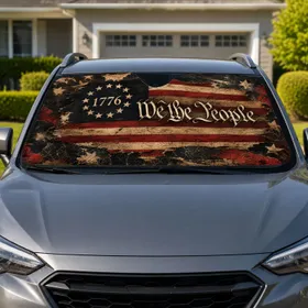 We The People 1776 Betsy Ross Flag Distressed Patriotic Decor For Liberty Lovers Car Sunshade