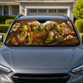 Green Grasshopper Family Road Trip Luxury Cabin Scene For Urban Travel Lovers Gift Car Sunshade