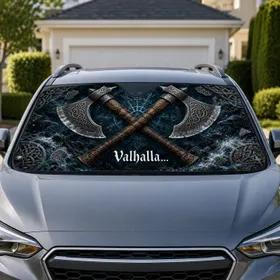 Crossed Viking Battle Axes With Celtic Knots For Norse Mythology Fans And Warriors Car Sunshade