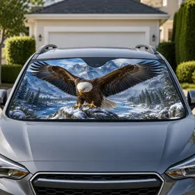 Majestic Bald Eagle Over Snowy Mountains For Patriotic Outdoor Adventure Lovers Gift Car Sunshade