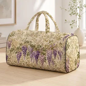 Vintage Purple Wisteria Botanical Floral Autumn Winter Travel Style Gift For Women Quilted Weekend Bag
