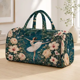 Ballet Dancer By Moonlit Lake With Swans And Florals For Travel And Dance Lovers Quilted Weekend Bag