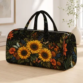 Tropical Sunflower Butterfly Florals For Summer Resort Travel And Vacation Style Quilted Weekend Bag