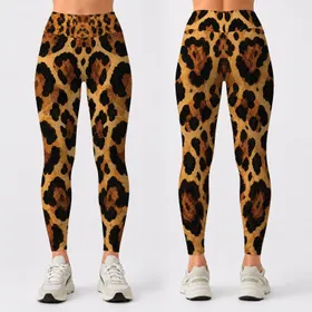 Luxury Leopard Spots In Golden Tan For Chic Streetwear And Urban Night Out Style Leggings