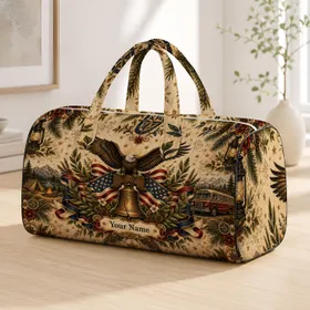 Patriotic Eagle Liberty Bell Americana Heritage Camping Vacation Gift For Travelers Quilted Weekend Bag