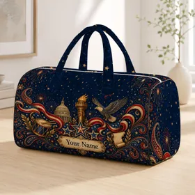 Patriotic Liberty Torch Eagle Stars And Ribbons For America 250th Celebration Travel Quilted Weekend Bag