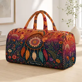 Boho Dreamcatcher Floral Mandala For Festival Travel Beach Trips And Free Spirits Quilted Weekend Bag