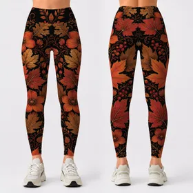Autumn Maple Oak Botanical Garland For Holiday Parties And Elegant Fall Outfits Wear Leggings
