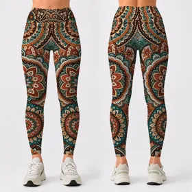 Bohemian Mandala Tapestry With Paisley Florals For Festival Yoga And Travel Style Leggings