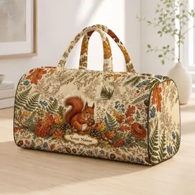 Autumn Woodland Red Squirrel With Acorns For Thanksgiving Travel And Nature Lovers Quilted Weekend Bag
