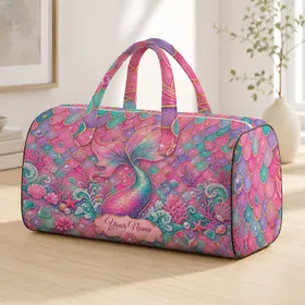 Glam Mermaid Tail Ocean Fantasy With Pink Aqua Scales For Beach Getaways And Girls Quilted Weekend Bag