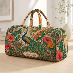 Ornate Peacock Garden Florals For Resort Travel Getaways And Tropical Vacation Style Quilted Weekend Bag