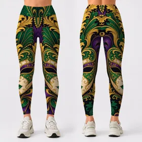 Venetian Masquerade Mask With Mardi Gras Baroque Filigree For Carnival Nights Outfits Leggings