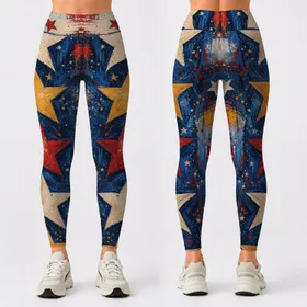 Vintage Americana Stars And Distressed Stripes For Fourth Of July Festival Outfit Leggings