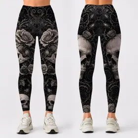 Gothic Skull And Rose Dark Punk Grunge For Concert Nights And Alt Streetwear Looks Leggings