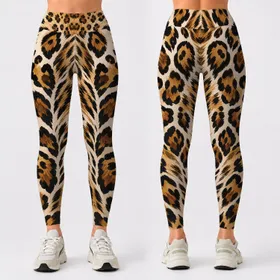 Bold Tawny Leopard Rosettes For Chic Streetwear, Gym Looks, And Night Out Style Leggings