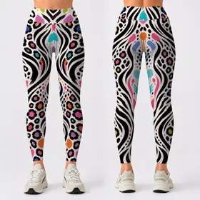 Bold Safari Pop Zebra Leopard Stripes Colorful Workout Yoga Gym Athleisure For Women Leggings