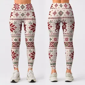 Vintage Nordic Reindeer Snowflakes Fair Isle Christmas Workout And Cozy Winter Style Leggings