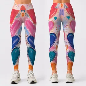 Colorful Painted Hearts And Brushstroke Romance Athleisure Style For Plus Size Women Leggings