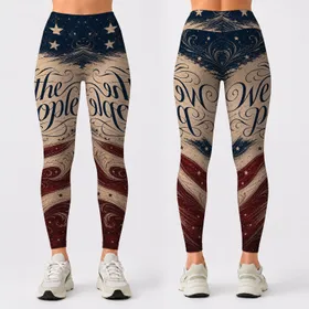 Patriotic Stars And Flowing Stripes For Fourth Of July Parades And Everyday Americana Style Leggings