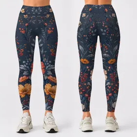 Coral Peony Wildflower Garden Bouquet For Outdoor Walks, Yoga, And Everyday Activewear Leggings