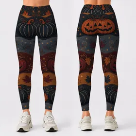 Vintage Halloween Pumpkins And Jack O Lanterns For Autumn Parties And Everyday Wear Leggings