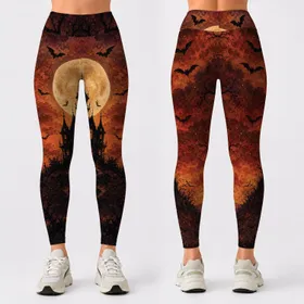 Haunted Victorian Manor With Bats For Halloween Parties And Gothic Outfit Lovers Leggings