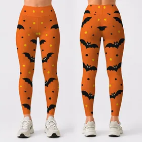 Cute Black Bats And Polka Dots For Halloween Parties And Trick Or Treat Night Outfits Leggings