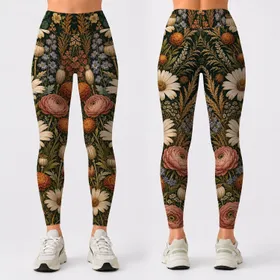 Boho Wildflower Meadow Prairie Botanical Vacation Western Festival Style For Women Leggings