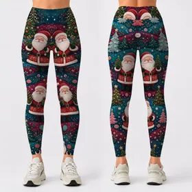 Whimsical Santa Claus Christmas Trees For Festive Holiday Parties And Winter Gift Giving Leggings