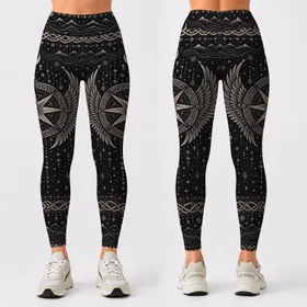 Norse Compass Celestial Folk Art for Nordic Festivals and Everyday Winter Style Women Leggings