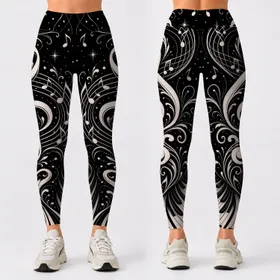 Monochrome Piano Key Music Swirl For Concert Nights And Studio Performer Style Looks Leggings