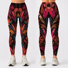 Abstract Tropical Jungle Foliage For Yoga Running And Nightlife Activewear Women Leggings