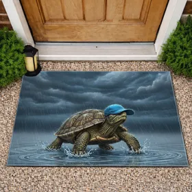 Turtle Blue Baseball Cap Storm Rain - Wildlife Lover Home Decor Gift Doormat