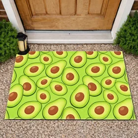 Fresh Luminous Avocado Halves Botanical Field - Home Decor Gift for Foodies Doormat