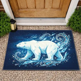 Polar Bear Paisley Ice Shard Arctic Night - Home Decor Gift for Wildlife Admirer Doormat