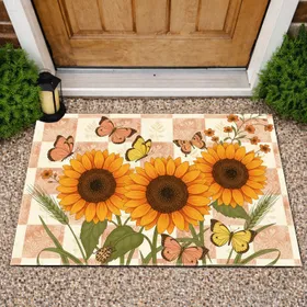 Sunflowers Butterflies Autumnal Flowers - Garden Decor Gift for Nature Lovers Doormat
