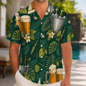 Tropical Craft Beer Stein And Hops Garden Aloha Resort Party Gift For Craft Beer Lovers Hawaiian Shirt